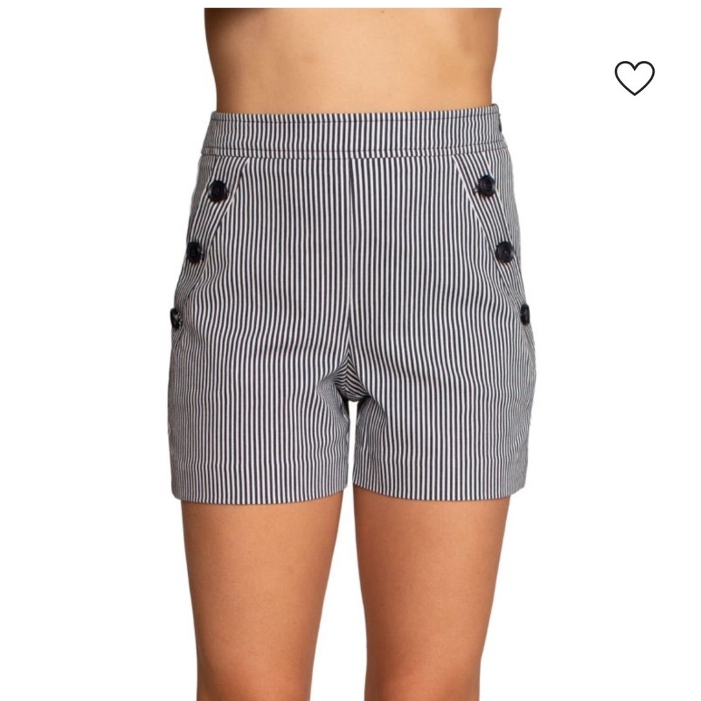 Trina Turk Magnifico Striped Sailor Shorts Women's High‎ Waist Button Nautical - Picture 2 of 13